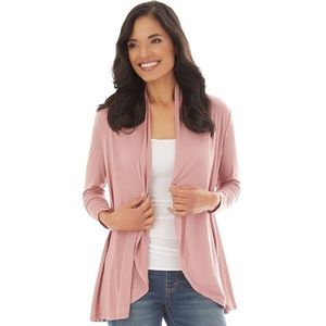 Women's Apt. 9 Blush Pink Ruched Sleeve Open-Front Cardigan NWOT